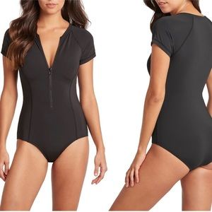 Sea Level Zip Front One Piece black